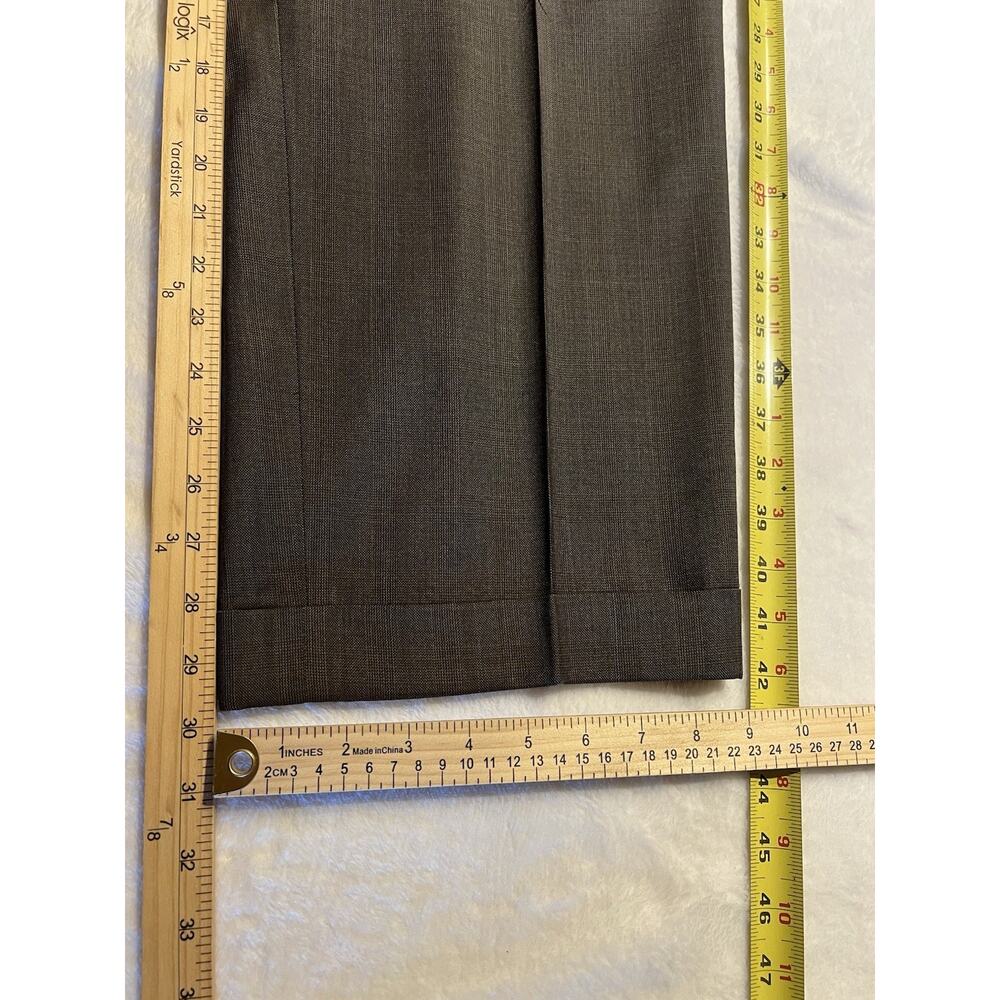 Vtg Hart Schaffner Marx 44-46L 38x30 Taupe Gray Blue Glen Plaid Classic Suit - Picture 15 of 16